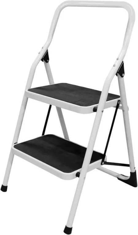 Escalera De Acero Surtek Ett3 Tipo Taburete/Plegable/Con 3 Peldaños/160Kg/Blanco-Negro
