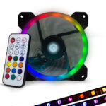 Kit De Ventiladores Game Factor Fkg400, 12Mm Rgb, Tiras LED, Control Remoto