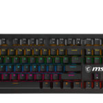 TECLADO ALAMBRICO MECANICO GAMING MSI FORGE GK300 BLUE US 1.6M, USB 2.0, ANTI-GHOSTING, LED-RGB, INGLES, COLOR NEGRO
