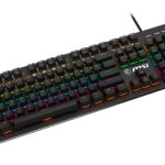 TECLADO ALAMBRICO MECANICO GAMING MSI FORGE GK300 BLUE US 1.6M, USB 2.0, ANTI-GHOSTING, LED-RGB, INGLES, COLOR NEGRO