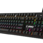 TECLADO ALAMBRICO MECANICO GAMING MSI FORGE GK300 BLUE US 1.6M, USB 2.0, ANTI-GHOSTING, LED-RGB, INGLES, COLOR NEGRO