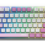 Teclado Inalambrico Mecanico MSI Forge Gk600 Tkl W Violet Us Rgb/Ingles/Color Blanco-Rosa