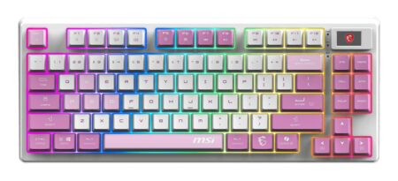 Teclado Inalambrico Mecanico MSI Forge Gk600 Tkl W Violet Us Rgb/Ingles/Color Blanco-Rosa