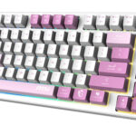 Teclado Inalambrico Mecanico MSI Forge Gk600 Tkl W Violet Us Rgb/Ingles/Color Blanco-Rosa
