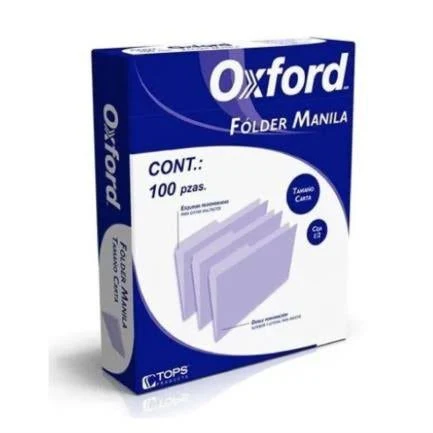Folder Oxford M757 1/2 Color Manila/Carta/Con 100 Piezas