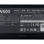 FUENTE DE PODER 600W COOLER MASTER MPW-6001-ACAW-BUS/ATX/120MM/80 PLUS WHITE/COLOR NEGRO