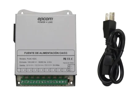 Fuente De Alimentacion 13.5 Vcc, 15 Vcc, 8 Amperes Epcom, Salidas Salidas Ajustables A 12 Vcc, Metalica, Pl-8C-15Dc