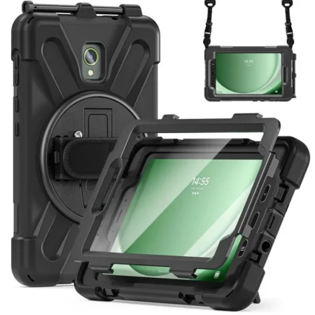 Funda Con Correa Teknet X300_Strp_Blk Para Samsung Galaxy Tab Active 5/Uso Rudo/Color Negro