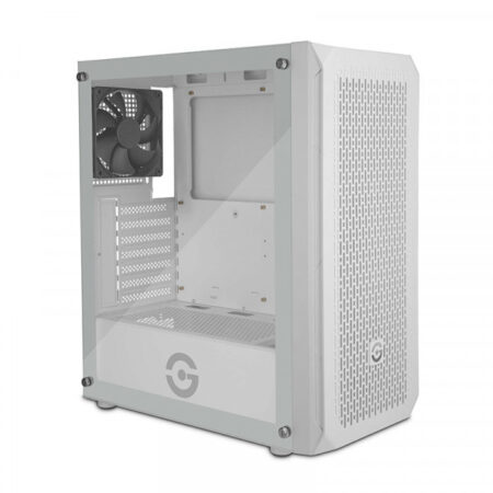 Getttech Gabinete Gamer Media Torre Con Panel Frontal Malla – ATX/Microatx/Mini Itx, 1 Ventilador, USB 2.0/3, 0 Color Blanco Mod. Gcm-Asgx1-01Wh