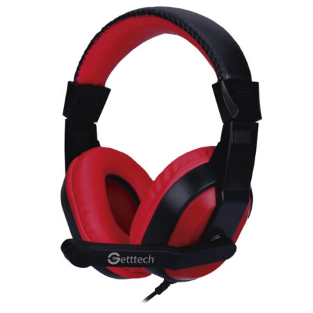 Diadema Audifono Con Microfono Getttech Gh-2100 Stream Negro/Rojo/3.5Mm