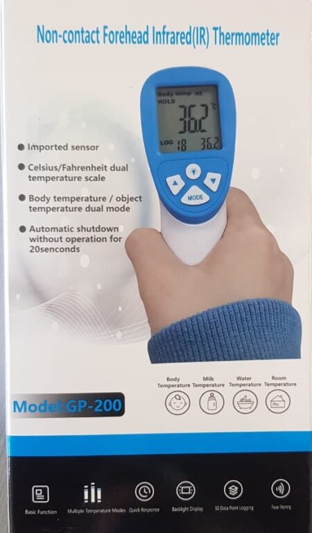 Termómetro Infrarrojo Modelo Gp-200, Marca Yobekan. Permite Detectar Temperatura Humana Por Vía Infrarrojo, Funciona Con Baterías Aa (No Incluidas).