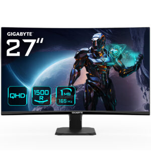 MONITOR 27" GIGABYTE GS27QC CURVO/LED/GAMER/QUAD HD/FREESYNC PREMIUM/165HZ/HDMI/COLOR NEGRO