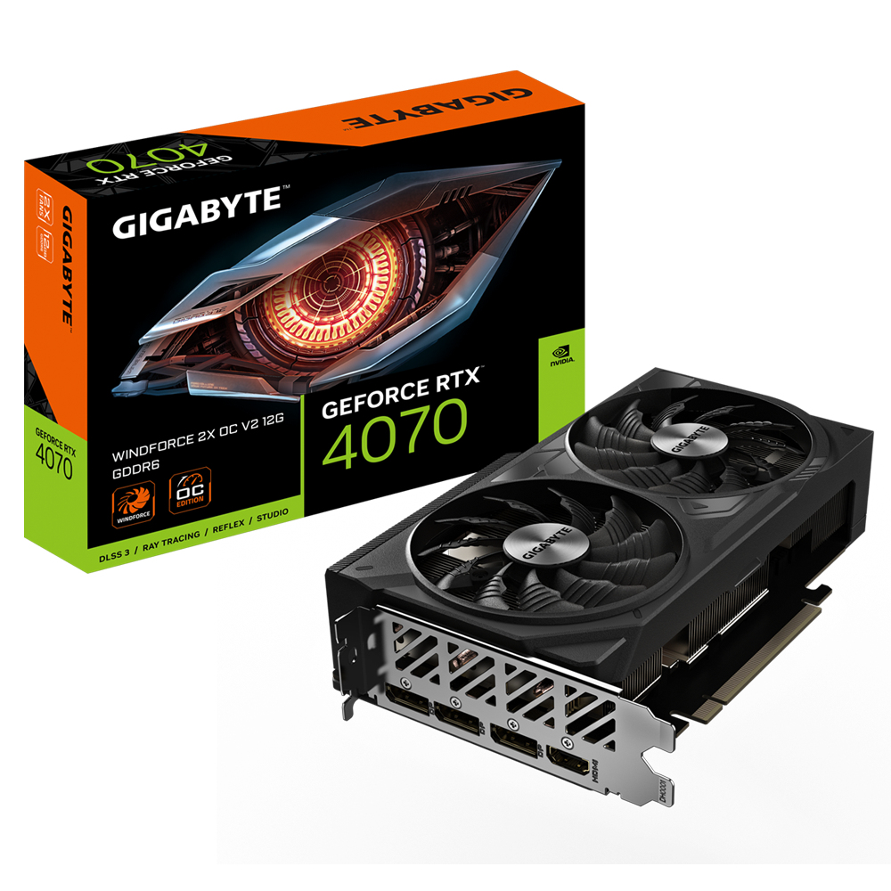 T/VIDEO GIGABYTE GV-N4070WF2OCV2-12GD NVIDIA GEFORCE RTX 4070 WINDFORCE 2X OC V2 12G, 12GB 192-BIT GDDR6/PCI-E 4.0/HDMI