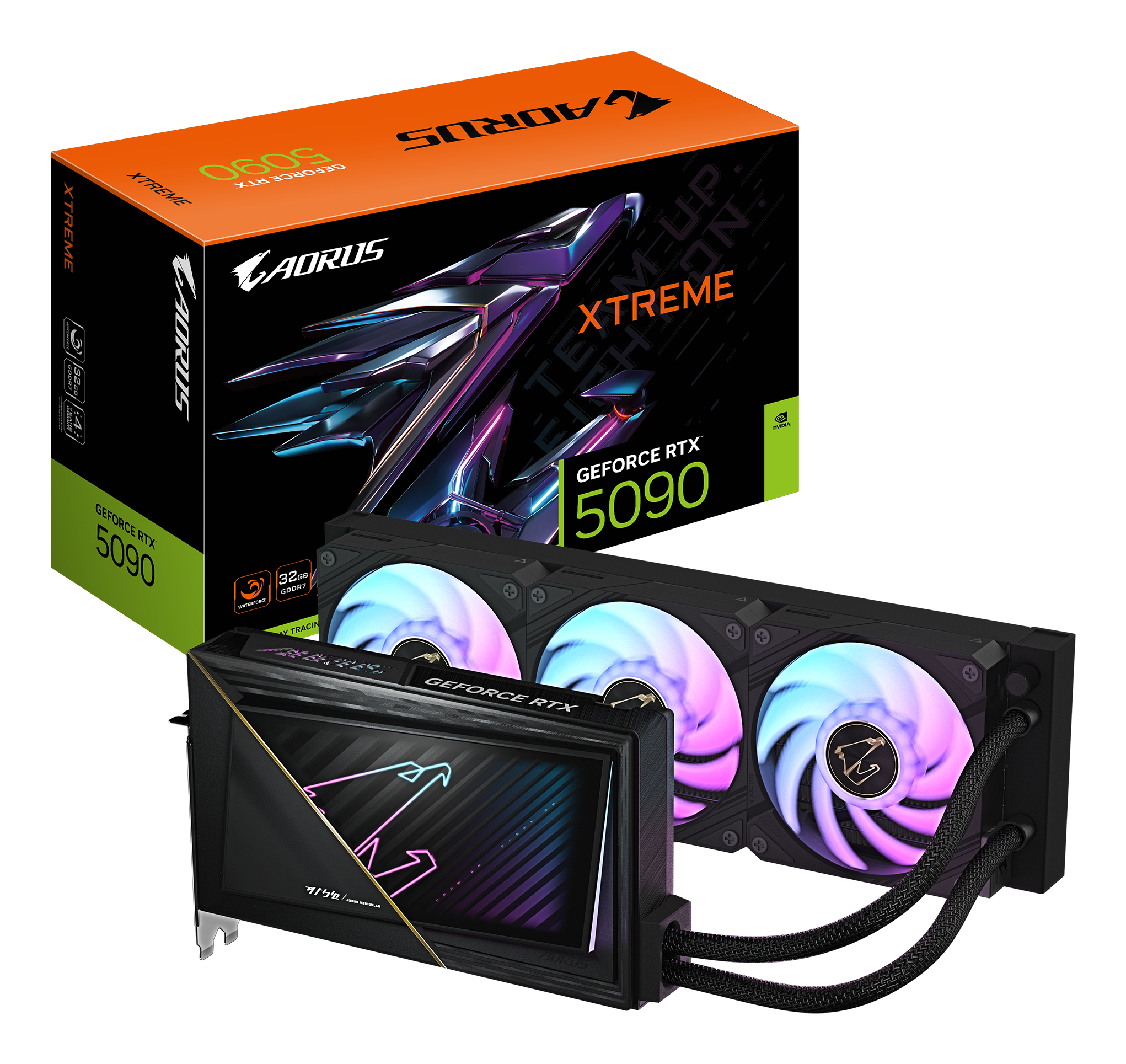 T/VIDEO GIGABYTE GV-N5090AORUSX W-32GD GEFORCE/32GB GDDR7/PCI-E 5.0/HDMI/DP/ATX/ILUMINACION RGB