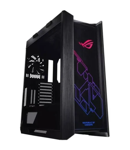 Gabinete ASUS Gx601/Wt/Al/With Handle/Full Tower/Con Ventana/Sin Fuente/Rgb/4X120Mm/Cristal Templado/Blanco-Negro/ATX