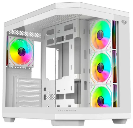 Gabinete Balam Rush Br-937337, Tank Pro Evo Gm955 Con Ventana, Mini-Tower, Itx/Micro-ATX, USB 2.0/3.0, Sin Fuente, 3 Ventiladores Argb Instalados, Blanco