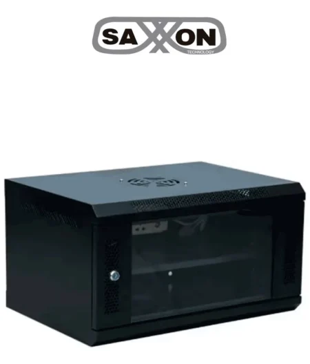 Gabinete De Pared 6Ur Saxxon Sx-R6U-5406A Puerta De Vidrio Templado/37X53X40Cm/Color Negro