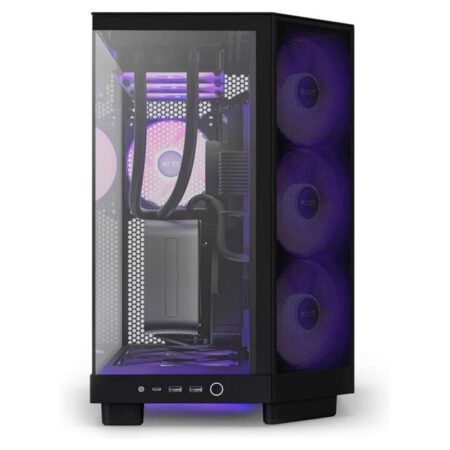 Gabinete Nzxt H6 Flow Cc-H61Fb-R1 Rgb/Midi-Tower/Con Ventana/Sin Fuente/USB 3.2/3X Ventiladores Rgb/Color Negro