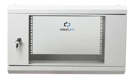 Gabinete De Pared Linkedpro Sr1906Lh3Gw 6U Con Puerta De Cristal Templado/455Mm De Profundidad Total/Rack De 19”/Acero Reforzado/Color Blanco