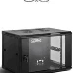 Gabinete De Pared Saxxon Sx-R6U-6406S Puerta De Vidrio Templado/37X60X45Cm/6Ur/Color Negro