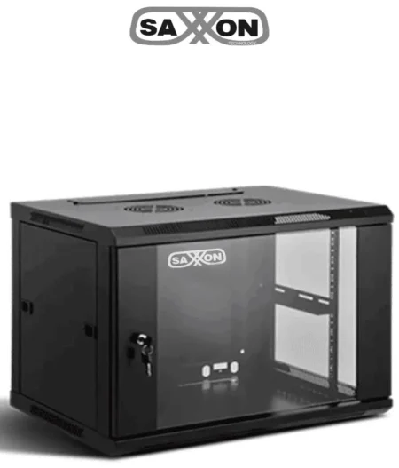 Gabinete De Pared Saxxon Sx-R6U-6406S Puerta De Vidrio Templado/37X60X45Cm/6Ur/Color Negro