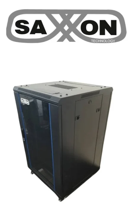 Gabinete De Piso Saxxon Sx-R18U-6618S 18Ur Puerta De Vidrio Templado/100Cmx60Cmx60Cm/Color Negro