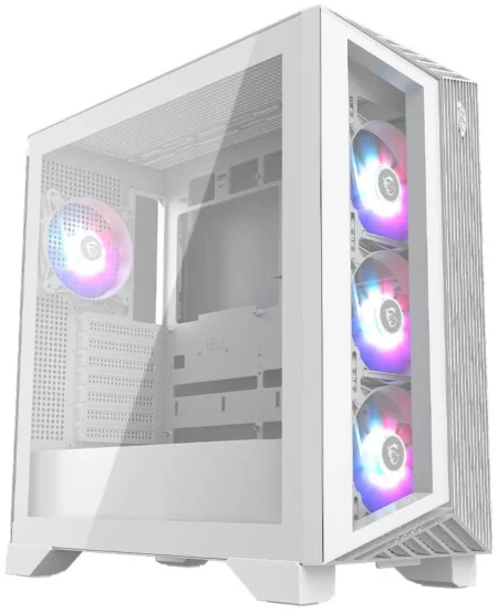 Gabinete MSI Mpg Gungnir 210R White/Mid Tower/Ventana Cristal Templado/Sin Fuente/4 Ventiladores Instalados/Color Blanco/ATX/Micro-ATX