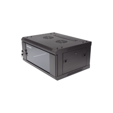 Gabinete Para Montaje En Pared O Piso 19″ Hikvision Ds-Xs6404-S/B Puerta De Cristal Templado/Cuerpo Fijo/4 Unidades De Rack/Fabricado En Acero