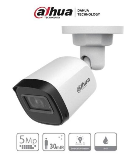 Dahua Hac-B1A51-U-28 – Cámara Bullet De 5 Megapixeles/ Lente 2.8 Mm/ 106 Grados De Apertura/ Ir De 30 Mts/ IP67/ Soporta: Cvi/Cvbs/Ahd/Tvi –