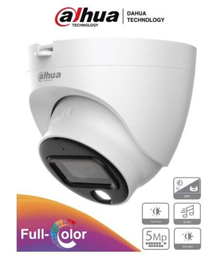 Cámara Domo Full Color 5Mp – Micrófono Integrado, Lente 3.6 Mm, Visión 88°. Ofrece Imagen A Color 24/7, Wdr Real 120Db, Leds Para 20 Metros, IP67