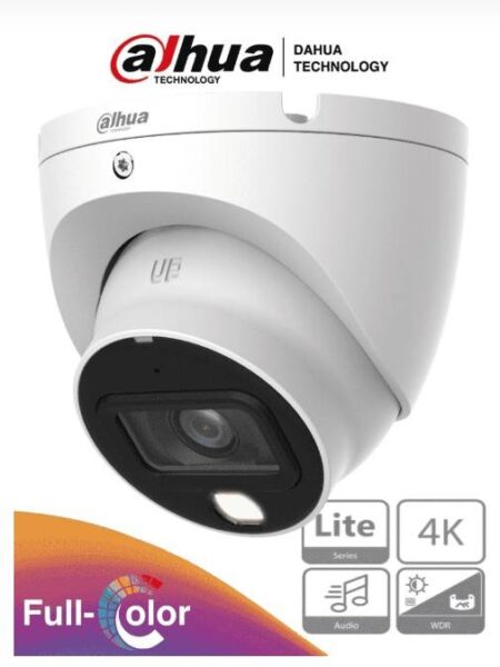 Dahua Hac-Hdw1809Tlm-A-LED -Camara Domo Eyeball 4K Full Color/ 8 Mp/Lente De 2.8Mm/106 Grados De Apertura/ Microfono Integrado/ 20 Ir -