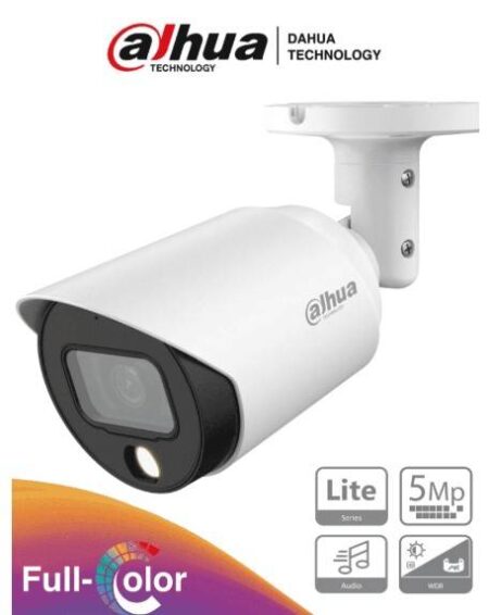 Camara Bullet Dahua Hac-Hfw1509T-A-LED Full Color 5Mp/Lente 3.6 Mm/Microfono/LED 20M/Starlight/IP67