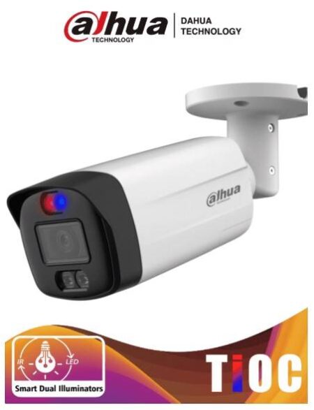 Dahua Hac-Me1509Thn-A-Pv-S2 – Camara Bullet Tioc De 5 Mp/Dual Inteligente+Disuasión Activa Con Luz Roja Y Azul/ 2.8Mm/ 111°/ 40 Metrosir / Micrófono –
