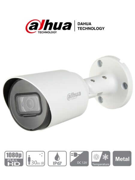Camara Bullet Hdcvi 1080P Dahua Hfw1200T36, 90° De Apertura/3.6Mm/Ir 30M/IP67/Metalica/Tvi Ahd Y Cbvs