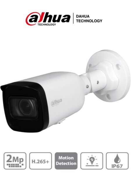 Dahua Ipc-Hfw1230T1N-Zs – Camara IP Bullet De 2 Mp/ Lente Motorizado De 2.8 A 12Mm/ H.265+/ Ir De 50 Mts/ IP67/ PoE/ Ranura Para MicroSD/ Dwdr –