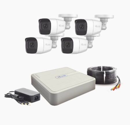 Kit Dvr 4 Canales Turbohd 1080P Hilook Hl1080Ps(C) 2Mp/4 Camaras Bala De Policarbonato/Con Microfono Integrado/4 Cables 18Mts/1 Fuente De Poder Profesional/Tvi/Ahd/Cvi/Cvbs/IP