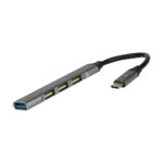Hub USB Tipo C Con 3 Puertos Usb2.0 +1 Usb3.0 Vorago Hu-200, Slim Color Plata