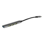Hub USB Tipo C Con 3 Puertos Usb2.0 +1 Usb3.0 Vorago Hu-200, Slim Color Plata