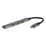 Hub USB Tipo C Con 3 Puertos Usb2.0 +1 Usb3.0 Vorago Hu-200, Slim Color Plata