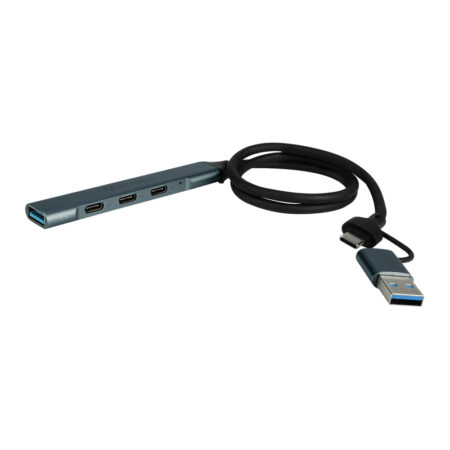 Concentrador Hub Vorago Hu-205 Slim 3 Tipo C + 1 USB 3.0 Adaptador C Y USB –