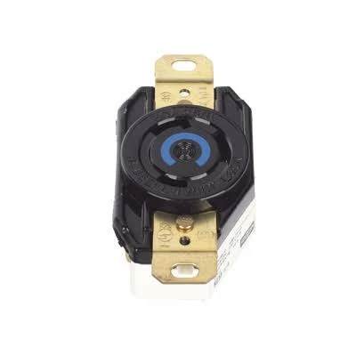 Receptaculo De Media Vuelta Industrial Hubbell Hub-Hbl-2610/30-125Vca/2 Polos 3 Hilos/Color Negro