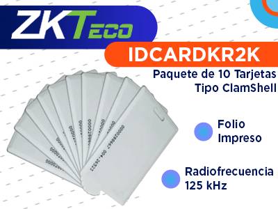 Zkteco Idcardkr2K – Paquete Con 10 Tarjetas Id Con Frecuencia De 125 Khz, Tipo Clamshell (Perforada Y Grosor De 1.88 Mm) Con Folio Impreso
