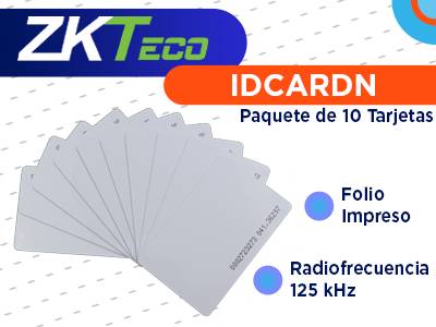 Paquete De 10 Tarjetas Id Zkteco Idcardn, 125 Khz/0.88Mm/Folio Impreso, A16060006