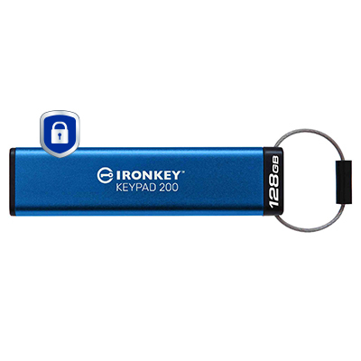 Memoria USB 128Gb Kingston Ikkp200/128Gb Ironkey Keypad 200, Usb3.2/IP68/Color Azul
