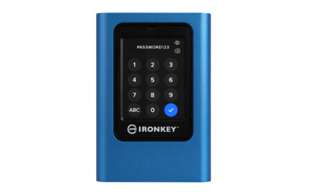 U. Estado Solido SSD Externo USB 3.2 480Gb Kingston, Ironkey Vault Privacy 80, Color Azul-Negro, Ikvp80Es/480G