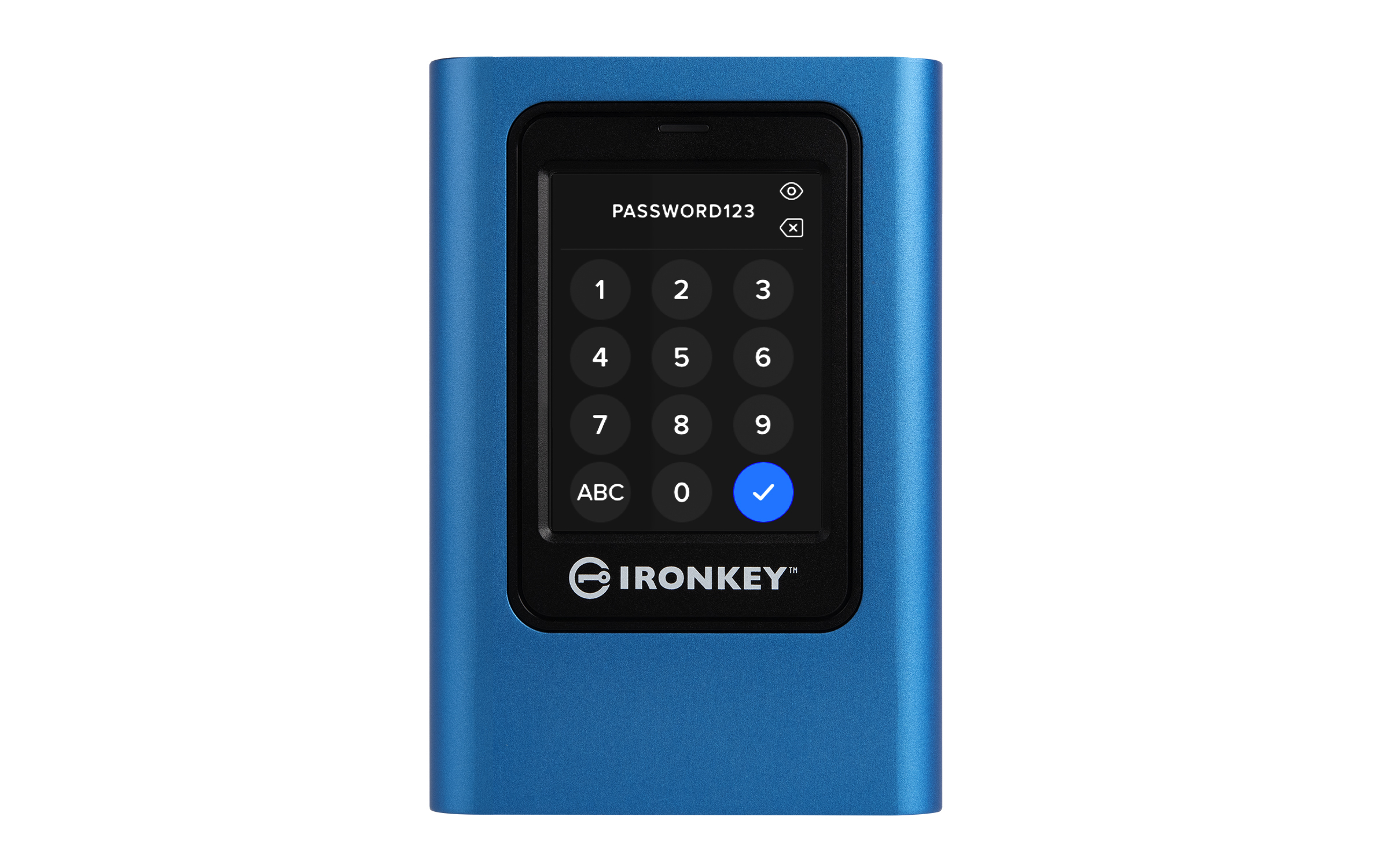U. ESTADO SOLIDO SSD EXTERNO USB 3.2 480GB KINGSTON, IRONKEY VAULT PRIVACY 80, COLOR AZUL-NEGRO, IKVP80ES/480G