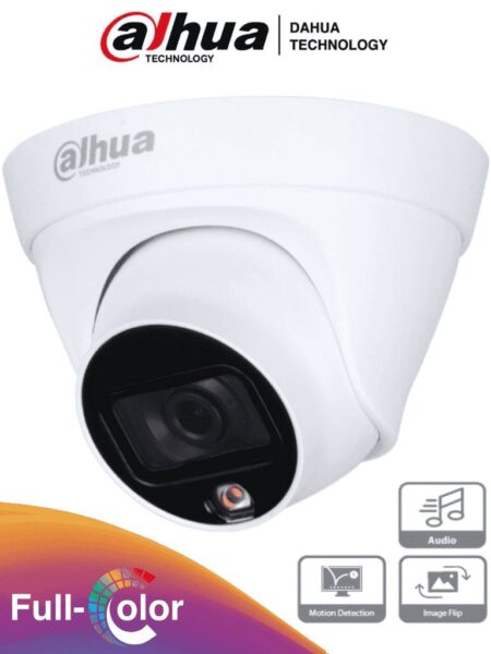 Dahua Ipc-Hdw1239T1-A-LED-S5 - Camara IP Domo Full Color 2 Megapixeles/Lente De 2.8Mm/ 110 Grados/Microfono Integrado/ Luz Blanca De 15 Mts/ IP67/ PoE -