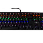 TECLADO MECANICO GAME FACTOR KBG400-RD, RAINBOW, SWITCH RED, USB, NEGRO