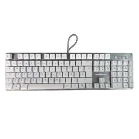 TECLADO MECANICO GAME FACTOR KBG400-WH-RD, RAINBOW, SWITCH RED, USB, BLANCO
