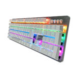 TECLADO MECANICO GAME FACTOR KBG400-WH-RD, RAINBOW, SWITCH RED, USB, BLANCO